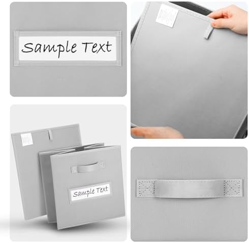 11x11 storage cube bins (Set of 10) Foldable Fabric storage cubes with 10 Labels Window Cards & a Pen,11 inch cube storage bin,Closet Organizers for Shelves,Cubby Organizer Boxes,Light Grey