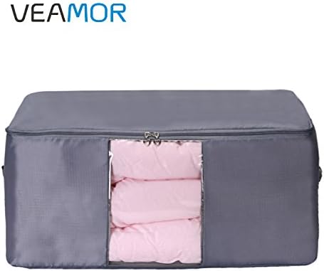 Comforter Storage Bags Containers,Pillow Beddings/Blanket Clothes Organizer Storage Containers With Zippers,Breathable and Moistureproof. (Grey 2pcs, L)