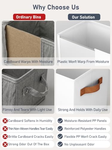 8 Pack Large Closet Storage Baskets Bins for Shelves, Collapsible Fabric Closet Organizers and Storage with Polyester Handles, Decorative Baskets for Organizing Clothes, Towels, Linen Closet 14"x10"