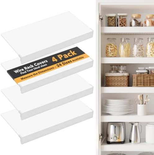 SpaceAid Wire Shelf Covers for Pantry Rack, 34" W x 12" D, White 4pcs