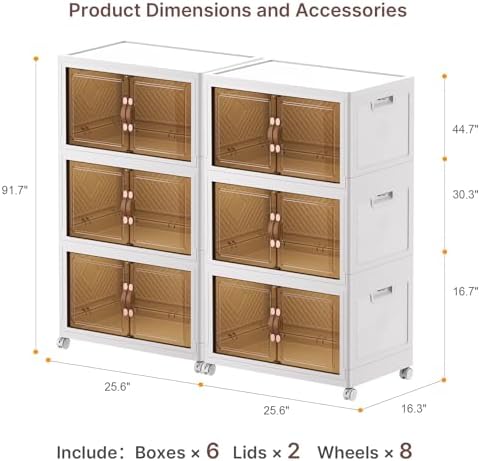 UAMFURI Stackable Storage Bins, 896QT Collapsible Drawers with 2 Lids