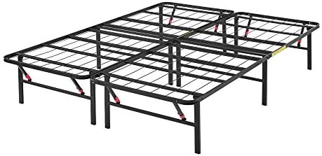 Amazon Basics Bed Frame with Ample Underbed Storage, Foldable Metal Platform, Sturdy Steel, No Box Spring Needed, 14 inches High, Noise-Free Support, Easy Assembly Tool-Free Setup, Full Size, Black