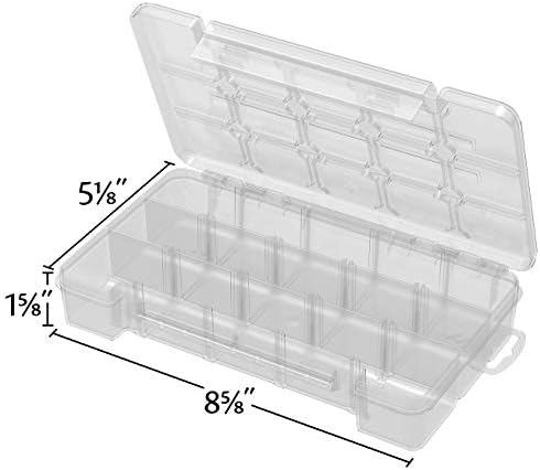 Akro-Mils 05705 Plastic Portable Parts Storage Case for Hardware and Crafts with Hinged Lid and 4 Adjustable Dividers, (8-3/8 x 5 x 1-5/8)-Inch, Small, Clear (Pack of 12)