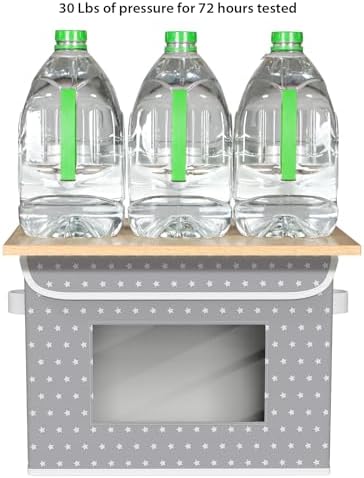 Univivi Fabric Foldable Storage Boxes with Lids, 4 Pack, Gray Star