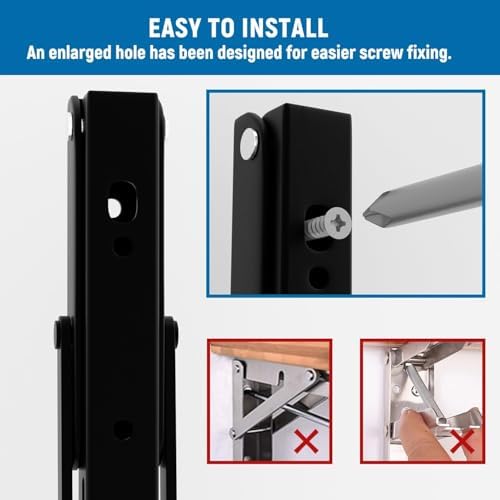 LEOPO 20 Inch Folding Shelf Brackets, 2 Pack Foldable Shelf Supports | Heavy Duty Triangle Wall Mounted Collapsible Brackets for Fold Down Table, Space Saving for Bench Table with Screws, Black