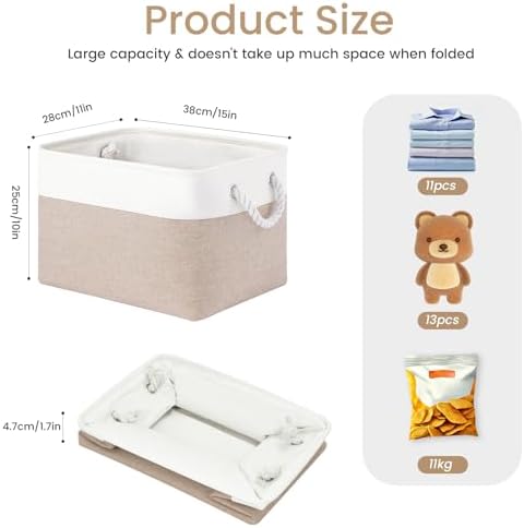 15x11x10 In Foldable Fabric Large Storage Bins with Handle 3 Pack