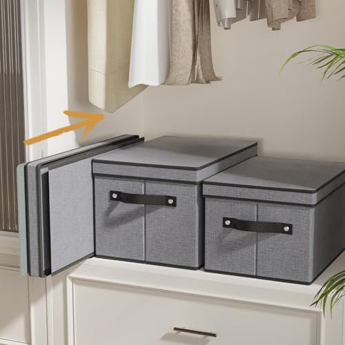 Storage Box with Handles,7.1x9.1x13 In,Gray Bin,3-Pack