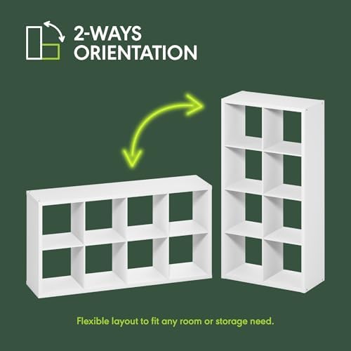 Furinno Simple 8-Cube Storage Organizer, Extra Thick Frame, Pale Grey