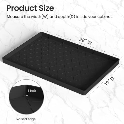 Mateeylife Under Sink Mat Kitchen Waterproof，Silicone Sink Tray 28"X19"