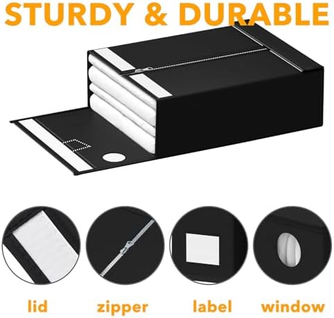 SpaceAid 12 Pack Bed Sheet Organizers and Storage, Foldable Sheet Organizer for Linen Closet, Set Folder Keeper with Window XL (Queen & King Size) Bedding Container (Black)