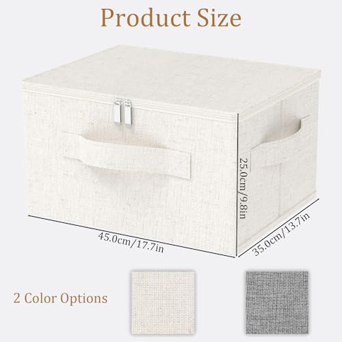 Underbed Storage Baskets with Lids,17.7x13.7x9.8in,Beige,2 Pack