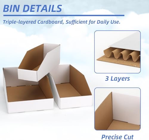 ZBEIVAN Cardboard Storage Bins Boxes 30 Packs, Easy Assembly Pantry Organizer Bins for Shelf, White (12x4x4.5, 12x6x4.5, 12x8x4.5 Inches)