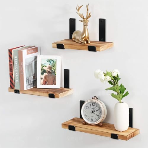 20 Pack - 5.5" L x 4" H x 1.5" W J Lip Shelf Brackets Rustic Farmhouse Iron Wall Floating Shelf Bracket Metal Shelf Bracket Industrial Shelf Supports with Screws Black