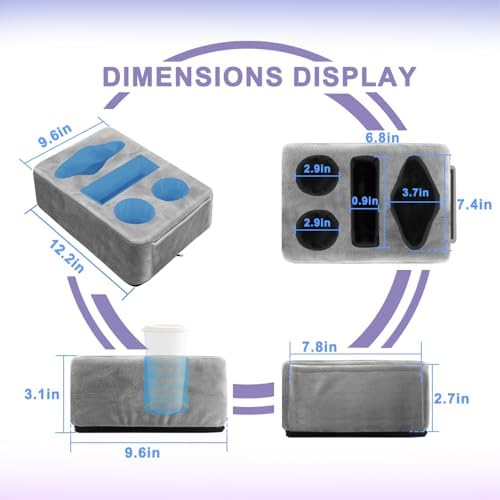 4 Hole Couch Cup Holder Tray, Cup Holder for Bed Suitable for Cup Holders on Sofas, beds, Camping, RVs, Cars, and Beaches.Gray