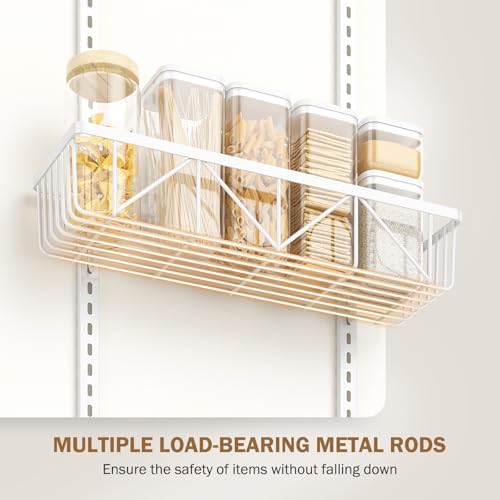 Delamu Adjustable Over the Door Pantry Organizer, 6-Tier Metal Pantry Organization and Storage for Kitchen, Hanging Spice Rack Seasoning Shelves, Cabinet Door Organizer for Easy Install, 16"