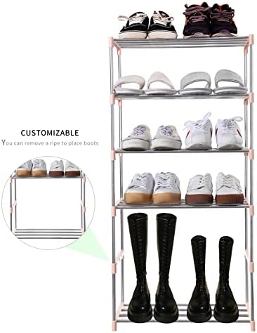 Stackable Small Shoe Rack, Entryway, Hallway and Closet (10-Tier, Pink)
