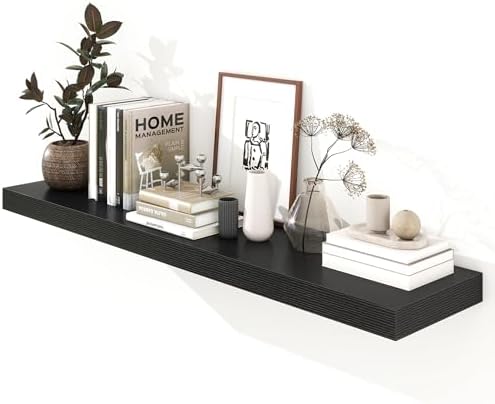 FLYJOE Deep Floating Shelves, 55'' x 12'' Black Shelves for Wall Set of 1