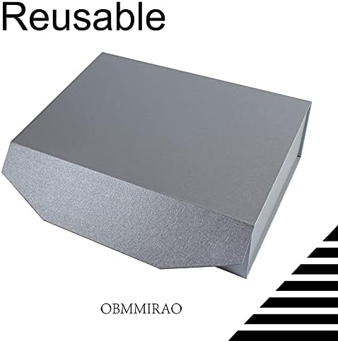 Silver Magnetic Large Gift Box with Lid, 13x9x4 Inches, 2Pcs