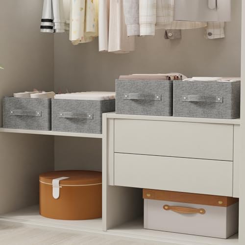Collapsible Storage Baskets with Handles,Grey,13x9x5.5in,3 Pack