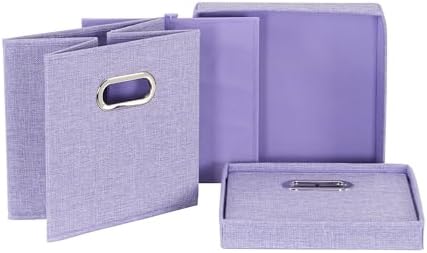 Household Essentials 814-1 Café Cube Bin Storage Set with Lids and Handles | 2 Pack, Purple Linen
