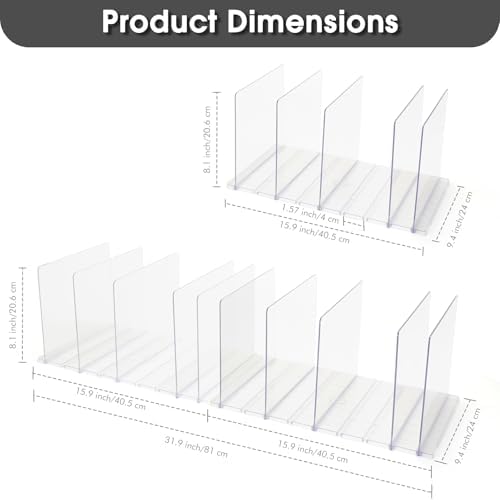 Purse Organizer for Closet, Clear Acrylic Handbag Storage Organizer, Adjustable Shelf Divider for Closet Organization, Detachable Clutch Bag Separators Dividers Rack for Bedroom Bathroom Office