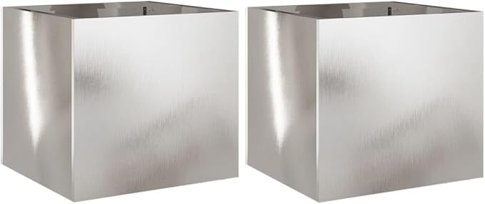 Stainless Steel Planter Set of 2 Medium Silver Rectangular Planters for Outdoor Garden Balcony Patio Decor Durable Rust-Resistant