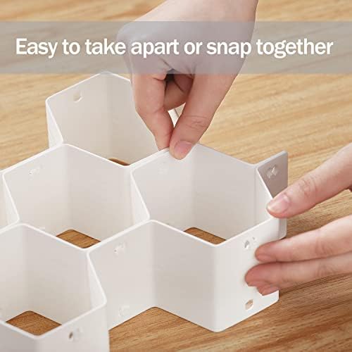 Sock Drawer Organizer, Drawer Divider Organizer for Underwear Socks Ties Belts Assemble Honeycomb Separator Closet Cabinet DIY Desk Office 8pcs White