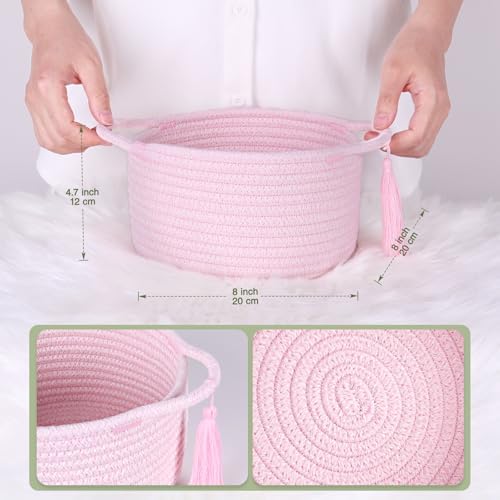 3-Pack Small Gift Basket Empty to Fill, Cellophane Bag & Ribbon, Pink