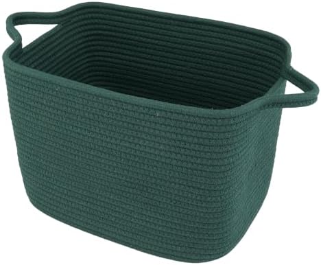 XUANGUO Woven Cotton Rope Storage Basket13x10x9 inch Forest Green