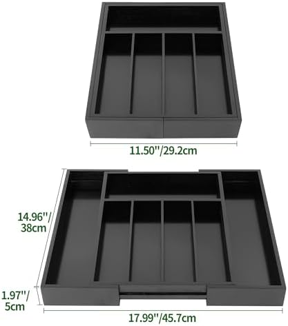 VaeFae Bamboo Drawer Organizer, Medium, Black