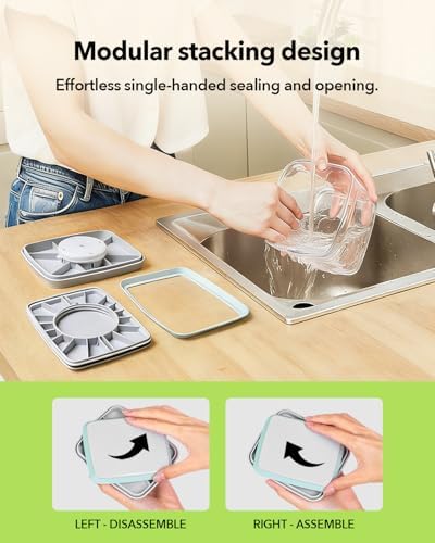Airtight Food Storage with One-Touch Lid, (3 × 1.27 QT / 1.2 L) Stackable Durable PET for Sugar, Grains, Coffee Beans, and Baking Pantry Organization