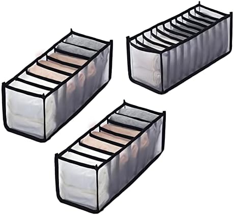 3 Pack Drawer Organizer for Underwears, Sock,Tie Foldable Closet Organizer Drawer Soft Fabric Dresser Drawer Divider Bins for Underwear Socks Ties(3PCS Underware+Socks)