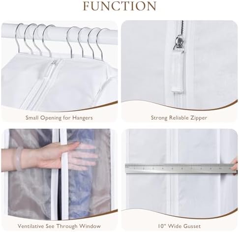 Univivi 40 Inch Cotton Garment Bags for Hanging Clothes 2 Pack, White