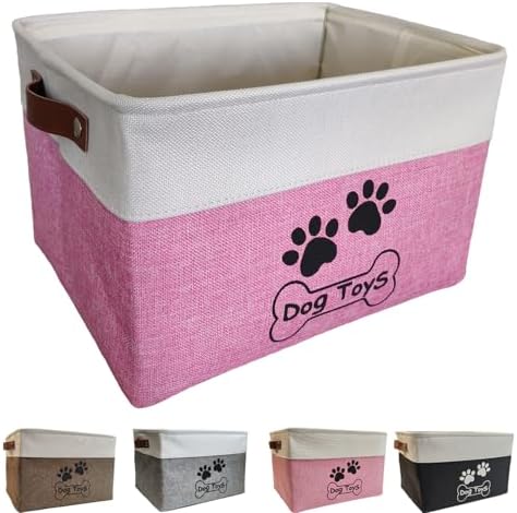Dog Toy Basket Collapsible Dog Toy Box Foldable Dog Toy Bin for Dog Chew Toys