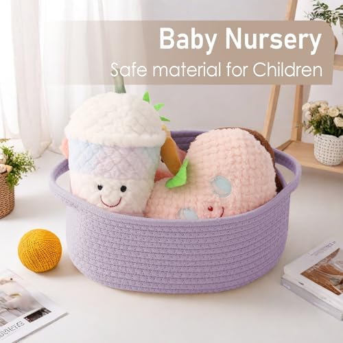 JMvicyroam Small Woven Basket, Empty Gift Basket, Purple/2 Pack