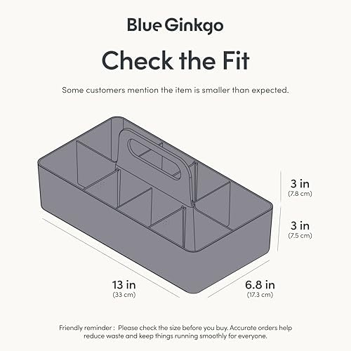 BLUE GINKGO Stackable Organizer Caddy, Long, Grey, Made in Korea
