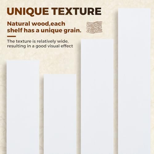 30x6.8x1.7in Solid Wood Floating Wall Shelf Set of 2 White Finish