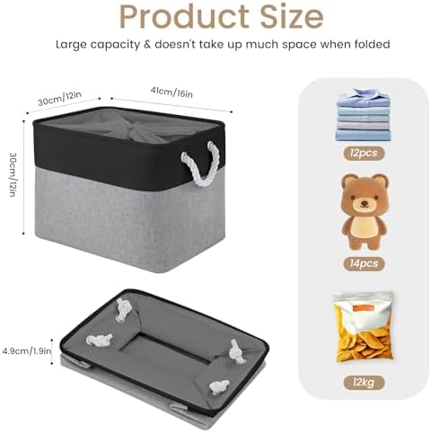 16x12x12 In Foldable Fabric Large Storage Bins with Handle 1 Pack