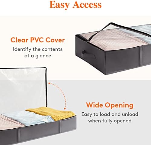 Lifewit Under Bed Storage Containers 4 Pack, Large Capacity Blanket Storage Bags with Reinforced Handle, Organization and Storage for Clothes, Sheets, Towels, Bedroom, Closet, College Dorm, Grey