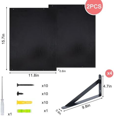 Fixwal 2pcs 11.8in Deep Floating Shelves for Wall (Black, 15.7" L)