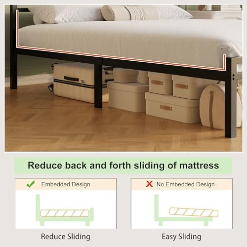 Lutown-Teen 12 Inch King Size Bed Frame with Headboard and Footboard