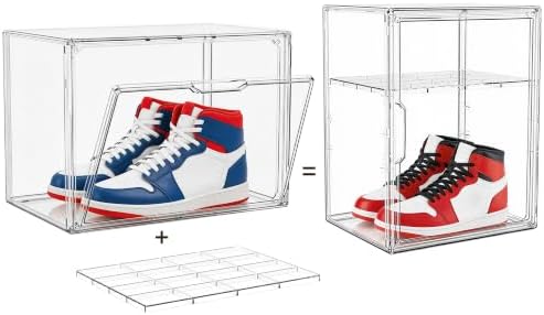 Attelite X-Large Acrylic Display Case Boot Shoe Storage Boxes 2 Pack