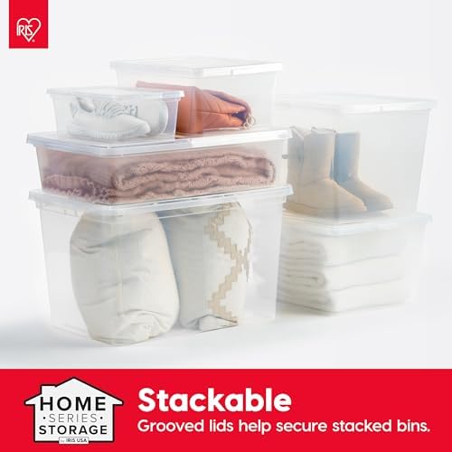 IRIS USA 12-Pack 17 Qt Storage Bins with Lids, Clear, Stackable