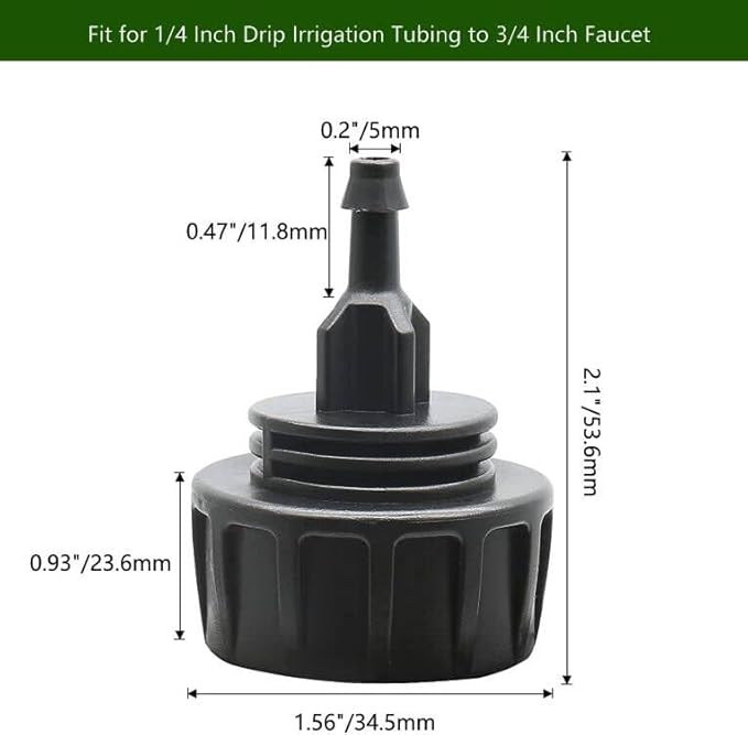 Drip Irrigation Hose Connectors,1/4 Inch Drip Irrigation Tubing x 3/4 FHT Swivel Garden Faucet Adapter, Convert 3/4" Garden Hose to 1/4" Drip Pipe for Irrigation Kits (3-Pack)