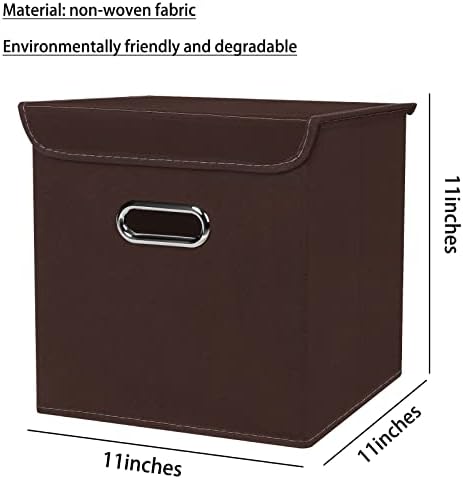Closet Organizers Fabric Storage Bins With Lids Collapsible Cube Storages Organizer Basket With Handles,Storage Boxes for Clothes Storage,Office,Toys,3 Pack,（Coffee