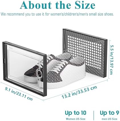 Kuject 12 Pack Large Shoe Boxes, Clear Stackable Containers with Lids,Black