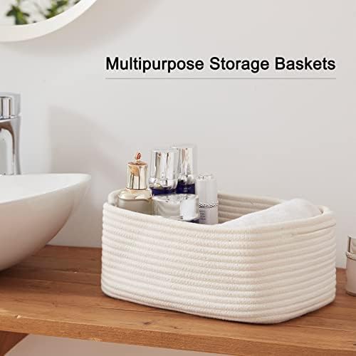 OIAHOMY 3 Pack Storage Baskets for Shelves Cotton Rope Storage Bins White