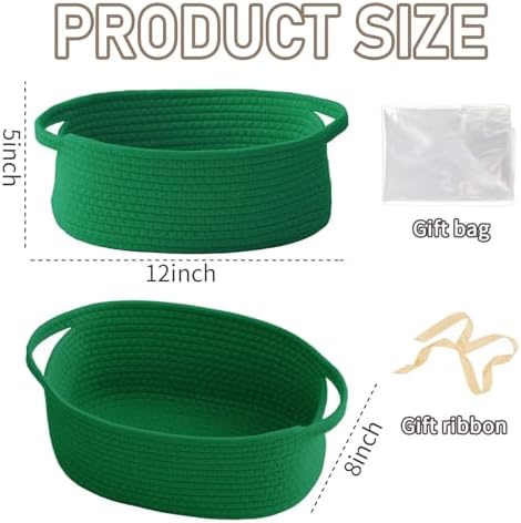 JMvicyroam Small Woven Basket, Empty Gift Basket, Green/1 Pack
