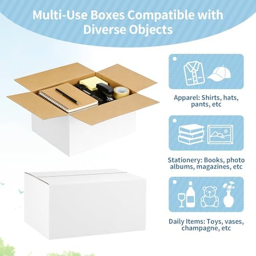 Famagic 10 Pack 8x6x4 Inch Small Shipping Boxes White Corrugated Cardboard Boxes Mailer for Small Business, Mailing Boxes for Packaging Bulk