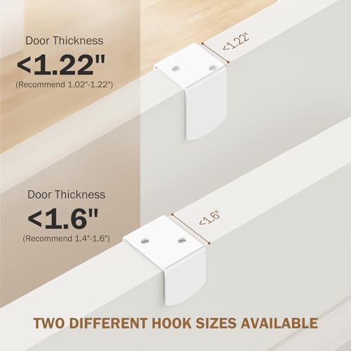Delamu White Narrow 6-Tier Over the Door Pantry Organizer, Adjustable Metal Hanging Spice Rack, Cabinet Door Organizer for Kitchen, Bathroom, Laundry Room, 12.5
